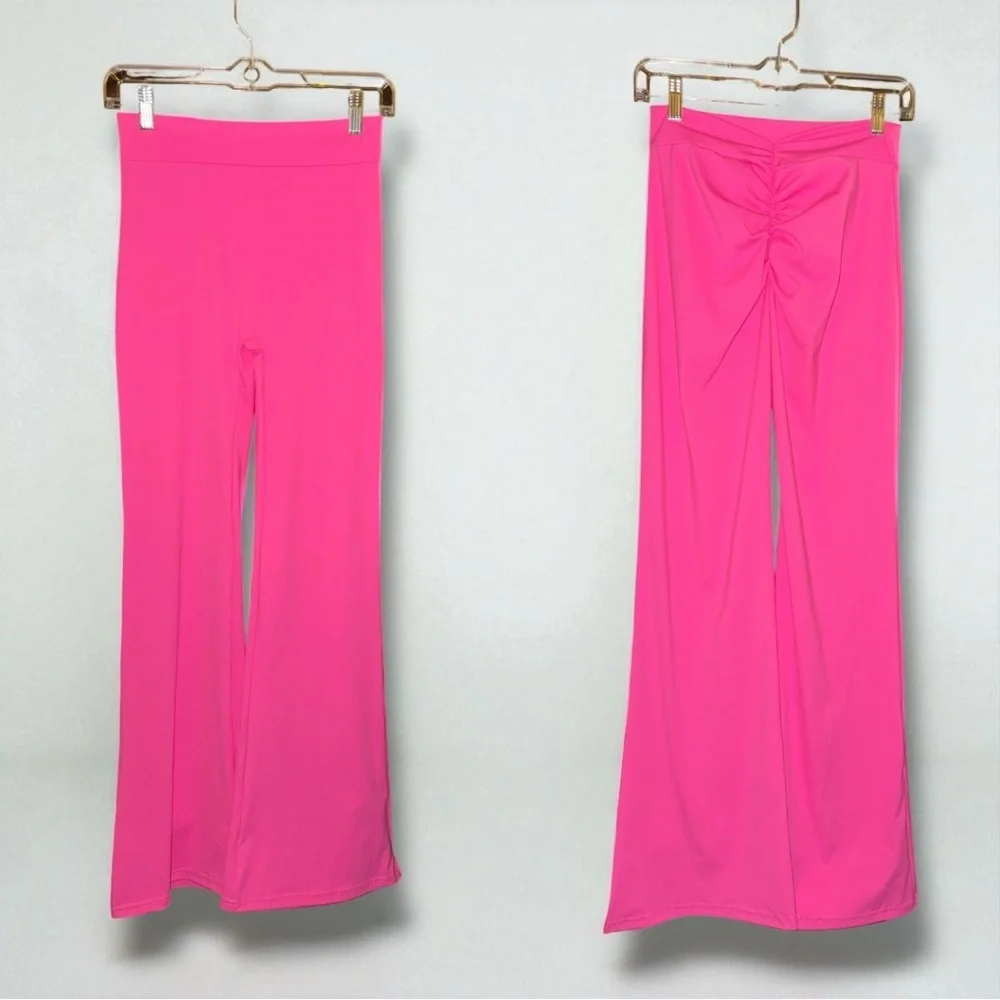 Pants Pink Scrunch Butt Flare Leg Yoga Barbiecore Athleisure Activewear Size M 🍭